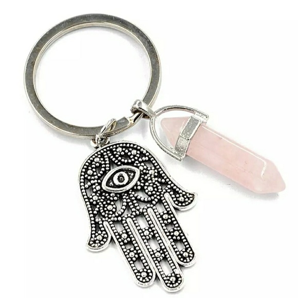 independent Other - Stainless steel pink quartz hamsa key ring independent Other - Stainless steel pink quartz hamsa key ring